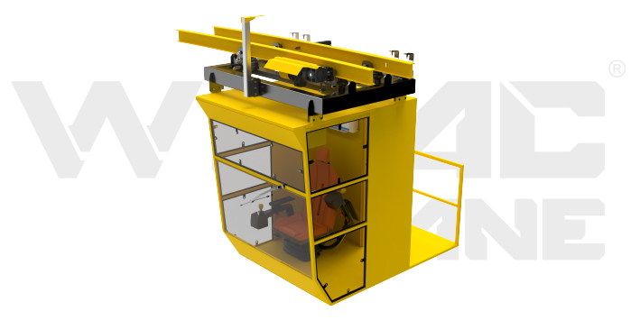 Cabine opérateur de pont roulant avec vitres panoramiques pour visibilité maximale